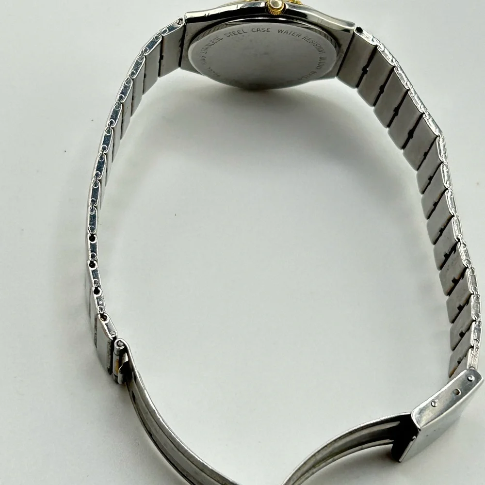 Vintage Bulova Quartz Silver and Gold stainless steel Watch #515